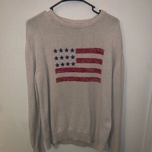 Weatherproof Vintage Cream USA Flag Sweater Men’s M Medium